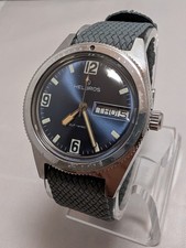 1960s Helbros West Germany Diver Automatic Watch, Runs Well, New GS DT Crystal