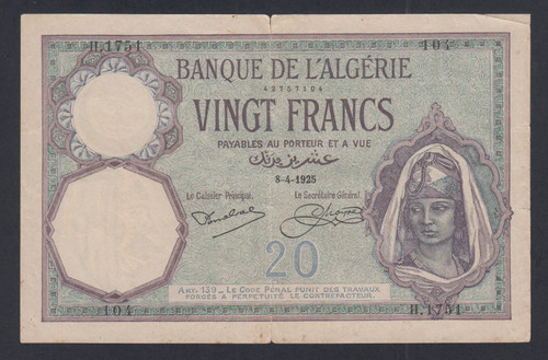 Billet algerie francs - (fr1), 20