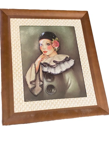 Ancien tableau pierrot mime - tableau,