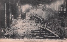 Carte postale ancienne PARIS incendie poste central téléphonique GUTENBERG 1908