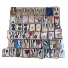 VINTAGE 48 pc LOT 1960s Majorette Baton Twirling Medals Ribbon Awards Collection