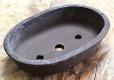 Bonsai Pot Oval Tokoname 25.7x17.8x6cm Vintage piece that matches the aged wood