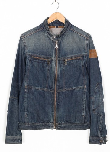 Veste jean motard - motard, zippée