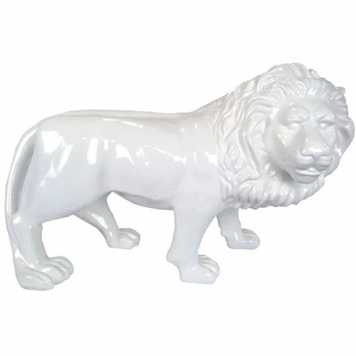 Statue lion résine blanc - statue,