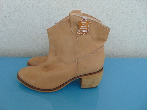 Bottines cuir véritable - cuir,