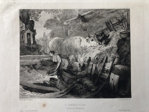 Gravure l abreuvoir - gravure, l'abreuvoir
