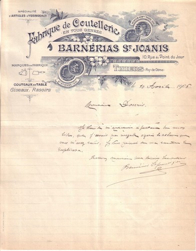Thiers lettre barnerias - thiers,