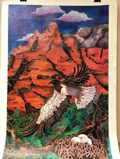 Linnea Pergola “Red Hills With Bird” Giclee  On Canvas Signed & Numbered 287/295