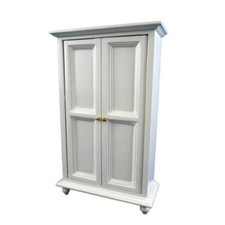Maison de Poupées Blanc 2 Porte Garde-Robe Miniature 1:12 Bois Mobilier Chambre