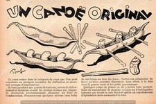 ORIGINAL CANOE BEAN MATCH CHILD'S GAME POUF 1934 / KID GAME CANOEING 