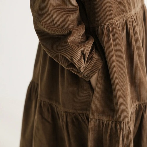 Robe longue marron velours - longue,