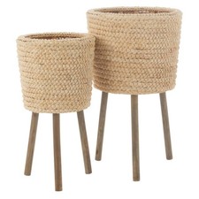 Lot de 2 Cache-Pots "Feuilles de Maïs" 68cm Naturel