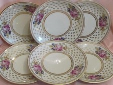 Manufacture Royale Limoges 6 Antique Porcelain Dessert Plates Floral Decor