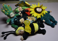 6 POUPEES ANNE GEDDES TOURNESOL, PAPILLONS, COCCINELLE, ABEILLE ET CACTUS