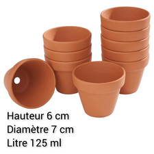 Pots de fleurs en terre cuite Ø7 cm terracotta ( 1 lot de 2 pièces)