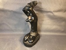 Antique African Ebony Wood Sculpture Woman Bare topless Ethnic Art