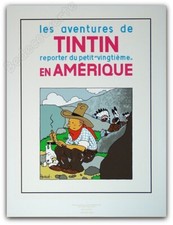 Affiche Sérigraphie Hergé Tintin en Amérique 2000ex 60x80 cm
