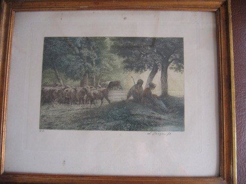 Gravure couleur signee - couleur,