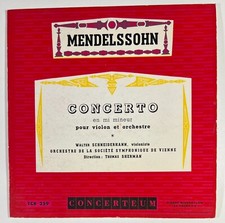 Mendelssohn Concerto violon Walter Schneiderhann LP 25cm 10" CONCERTEUM TCR 259