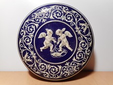 Antique Italian Earthenware Majolica Metal Cookie Advertising Box 