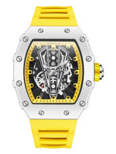 ? Montre Squelette ONOLA Jaune - Style Audacieux & Mécanisme Précis pour Homme