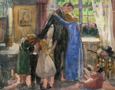 Tableau art moderne Pauline PEUGNIEZ scène familiale famille Maurice DENIS sacré