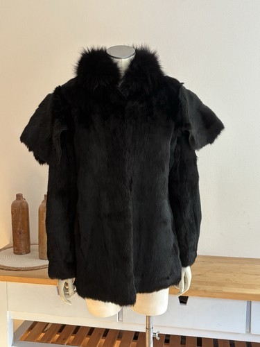 Veste fourrure noire col - , en
