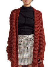 Maje Gilet Femme Marron Maille