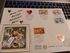 enveloppe grand format premier jour, bonne fête, mariage 1999