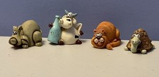 Paolo P. Chiari Lot of 4 Resin Figurines Cow Cat Turtle Rhino Italy