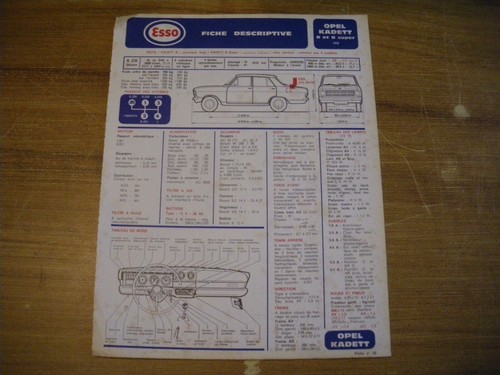 Fiche technique esso opel - fiche,