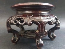 Antique Chinese Wooden Carved Stand For Vase Hongmu 