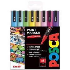 POSCA PC-3M Marqueur Peinture Art Stylos - 0.9-1.3mm - Ressort Tons - 8 Cadeau