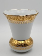 Limoges Small Porcelain Vase & Gold Leaf & Table Service & Decoration