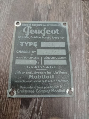 Plaque identification peugeot - identification,