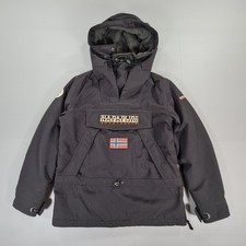 Napapijri Jacket Mens Black Small Skidoo Anorak Pullover Hiking Parka Hooded
