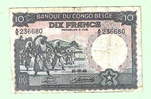 Billet congo belge 10 - ,,