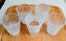 5 white EMPOLI sandblasted glasses, signed green glass by Empoli