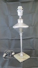 Ancienne Lampe De Table En Fer Forgé Avec Base En Marbre Fait Main CH35