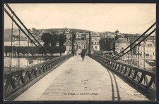 Old postcard Triel, Le Pont suspendu 1913 