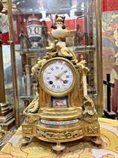 old bronze and painted porcelain clock epoch 19th century Napoleon III