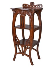 Table D'Appoint Art Acajou Tablette de Note Étagère en Bois Massif Support