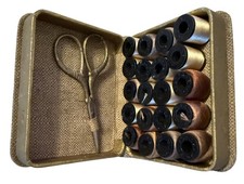 Vintage A.H. Rice Silk Thread Darning Sewing Kit With Scissors & 20 Spools
