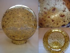 GRAND GLOBE VERRE AMBRE BULLE AVEC PAILLETTE OU DORURE  LAMPE PLAFONNIER LUSTRE