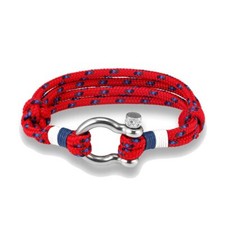 Clj Charles Le Jeune. Bracelet. Manille lyre quadruple cordage, Synthétique. Rou