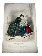 Ancienne gravure de mode 19 ème siècle Magasin des Familles  27 cm x 18 cm