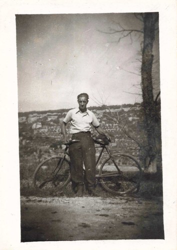 Old photograph young man poses - young,