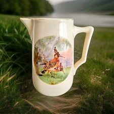 pichet decor oiseaux en faïence fabrique impériale et royale nimy vintage