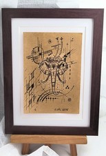 Tableau abstrait contemporain- Encre et Mixte- Thème animalier- numéroté -signé