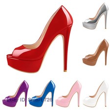 Onlymaker Women's High Heels Sexy Pumps Platform Patent Leather Sandal Stilettos